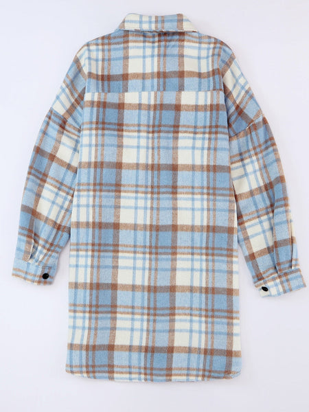 Women's Detachable Hood Plaid Flannel Shacket with Pockets