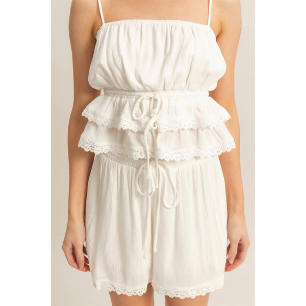 Peplum Cami Top With Lace Detailing