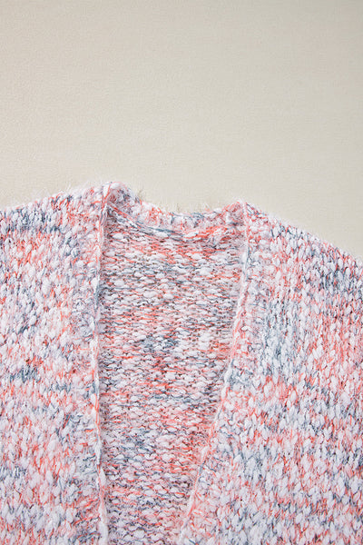 Cozy Women's Multicolor Pink Confetti Open Front Knit Cardigan - Stylish Layer for Casual Looks and Everyday Comfort