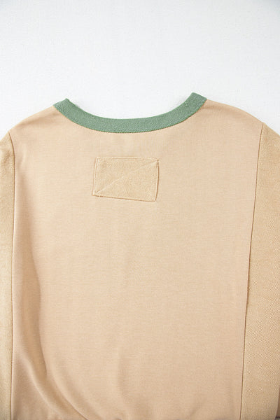 Cozy Women's Oversized Parchment Star Patchwork Sweatshirt with Exposed Seams Perfect for Everyday Casual Style