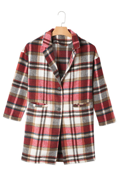 Stylish Lapel Wool Blend Coat with Long Sleeves