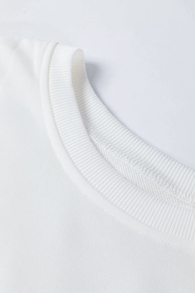 Women's White Graphic Sweatshirt with Drop Shoulders for Stylish Game Day Comfort and Effortless Casual Wear