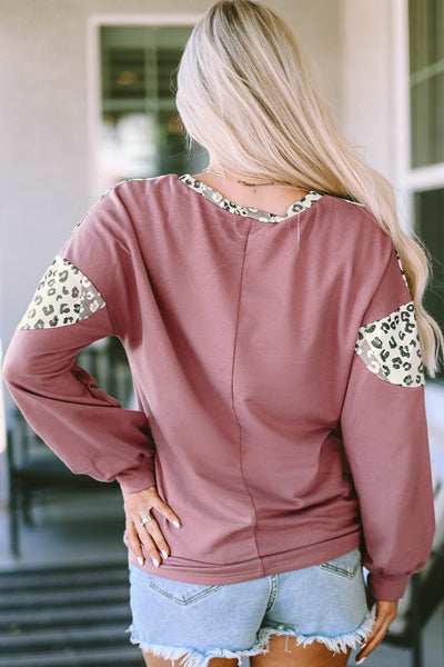 Trendy Women's Leopard Print Patchwork Blouse - Casual Chic Top for Everyday Fashion and Effortless Style
