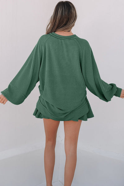 Stylish Women's Ribbed Two-Piece Set - Cozy Cropped Top & High-Waisted Soft Knit Pants for Effortless Everyday Wear