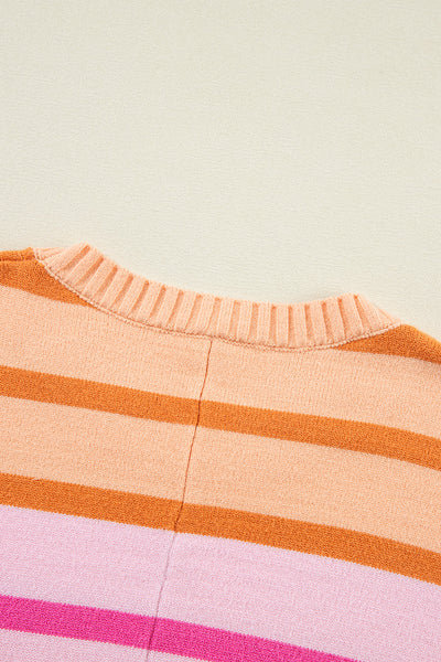 Women's Cozy Multicolor Gradient Ribbed Sweater - Loose-Fit, Stylish Layering Essential for Casual Outings