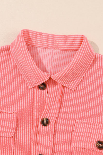 Pink French Terry Oversized Henley Blouse