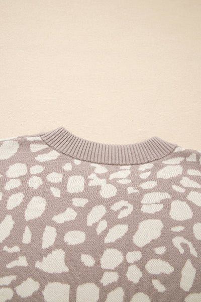 Cozy Leopard Print Sweater for Women - Stylish Knit with Relaxed Fit for Effortless Everyday Fashion