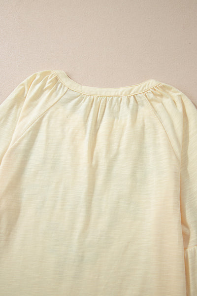 Women's Stylish Apricot Floral Embroidered V-Neck Blouse - Comfortable Fit for Effortless Spring Fashion