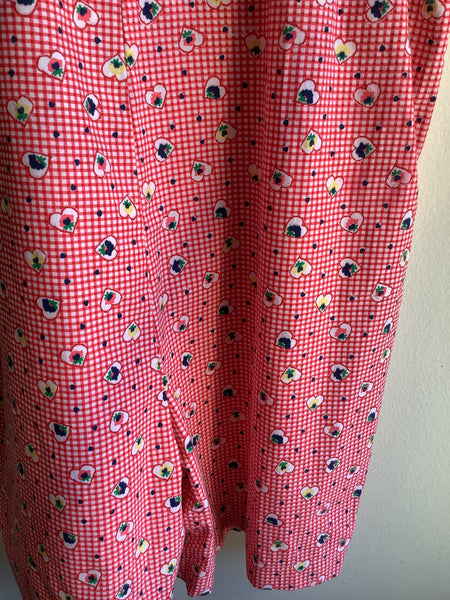 Butterflies in Ballgowns floral heart red & white Gingham Short Overalls