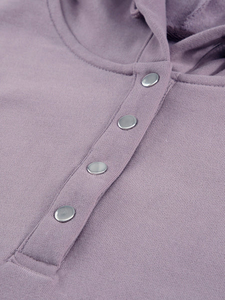 Drawstring V-Neck Hoodie with Front Pocket