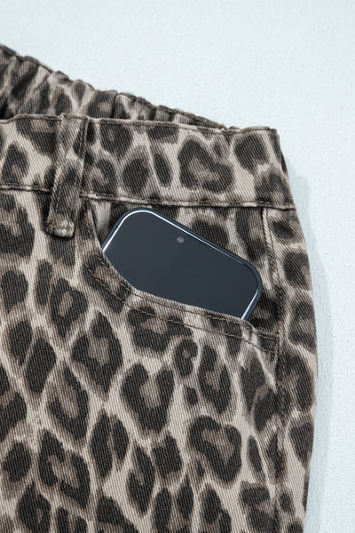 Trendy Women's Yellow Leopard Print Straight Leg Jeans - Chic Casual Fit for Effortless Style