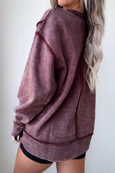 Women's Mineral Wash Cotton-Blend Sweatshirt with Exposed Seams