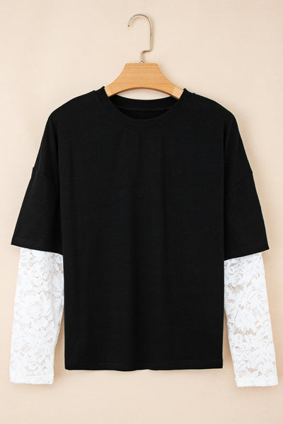 Elegant White Lace Long Sleeve Tee for Women - Chic Layering Top for Stylish Everyday Outfits