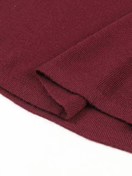 Crimson Ribbed Sleeve Soft Knit Pullover