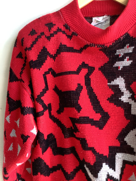 Vintage 80s Abstract Knit Sweater- Made in Canada