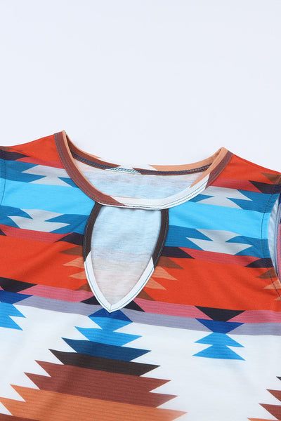 Retro Geometric Print Loose Tank Top