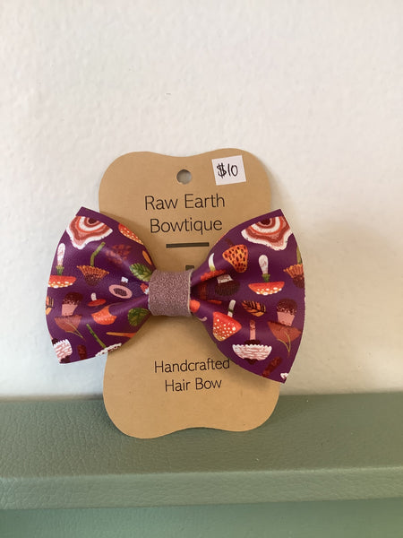Raw Earth Bowtique Purple Mushroom Hair Bow