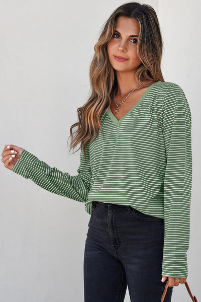 Casual Chic Women's Striped Long Sleeve Top in Lightweight Fabric - Ideal for Everyday Wear and Effortless Layering