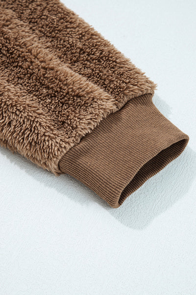 Soft Beige Women's Sherpa Hoodie and Shorts Set - Casual Chic Loungewear for Ultimate Comfort and Style