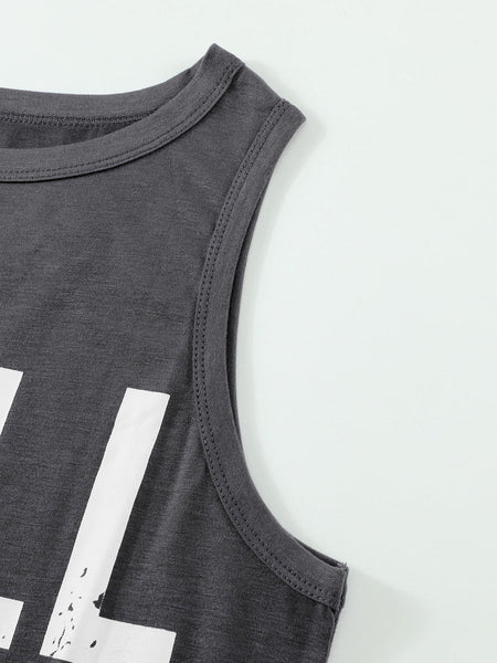 CHILL Graphic Printed Gray Summer Tank Top