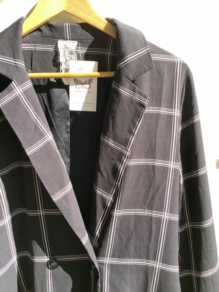 Black & White Windowpane Check Blazer