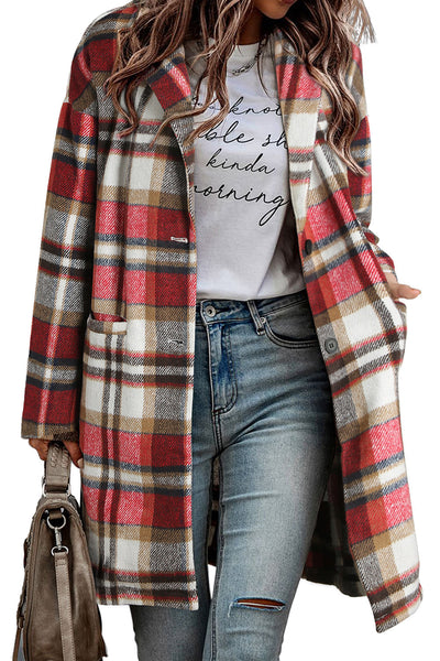 Stylish Lapel Wool Blend Coat with Long Sleeves