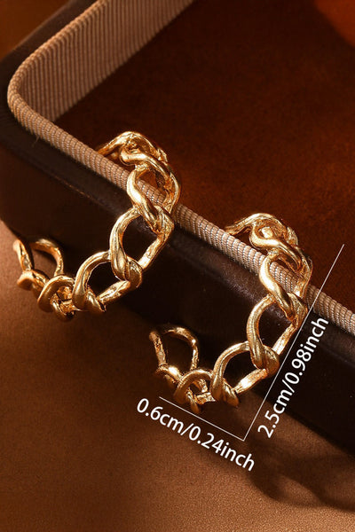 Women's Gold Chain Link Hoop Earrings with High-Shine Polished Finish