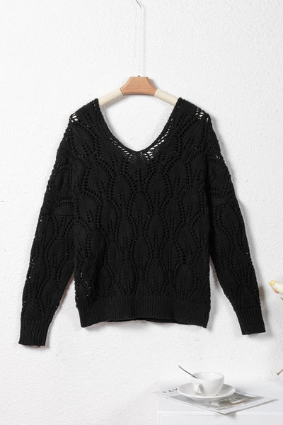 Trendy Women's Lightweight Hollow Out Sweater - Cozy Knit Pullover for Stylish Fall Layers and Everyday Comfort