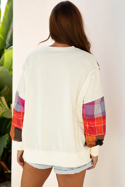 Trendy Multi-Color Women's Casual Fit Patchwork Top with Exposed Seams for Effortless Everyday Style