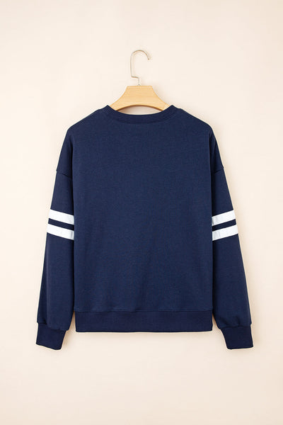 Cozy Women's Varsity Stripe Sweatshirt - Trendy Casual Style for Everyday Comfort in Soft Fabric