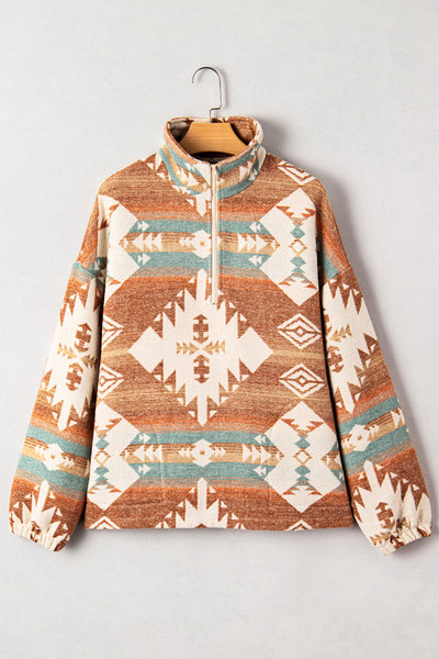 Women's Cozy Aztec Print Sweatshirt - Vibrant Casual Fit for Everyday Comfort and Effortless Style