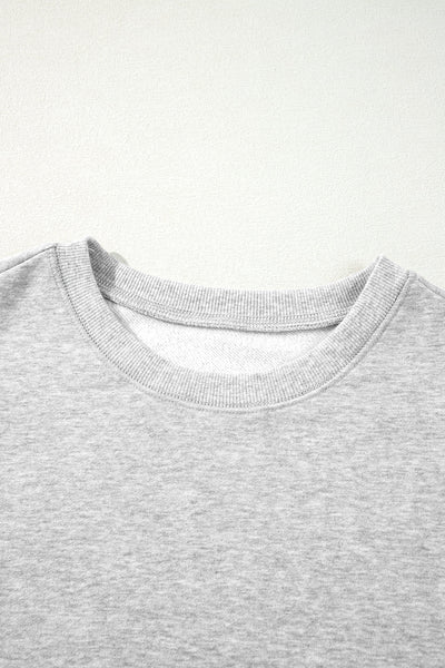 Cozy Women's Gray Two-Tone Patchwork Drop Shoulder Sweatshirt Effortless Casual Style for Everyday Comfort