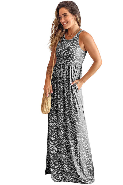 Women's Round Neck Sleeveless Polka Dot Print Dress