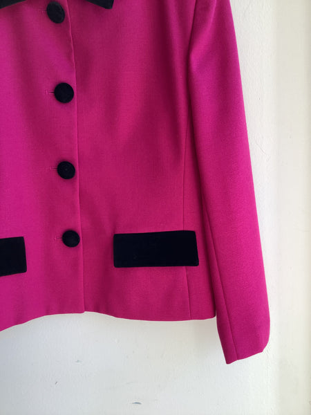 Vintage Jeremy Scott 80s Hot Pink Wool Blazer