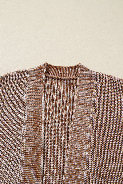 Straw Yellow Marled Open Knit Cardigan with Pockets with practical styling and dependable silhouette control.