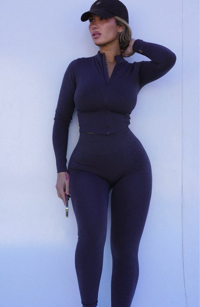 Naturyl Gym Girl Lounge Set Zip-Up Athletic Grey