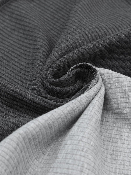 Charcoal Contrast Stitch Detail Ribbed Knit Sweater