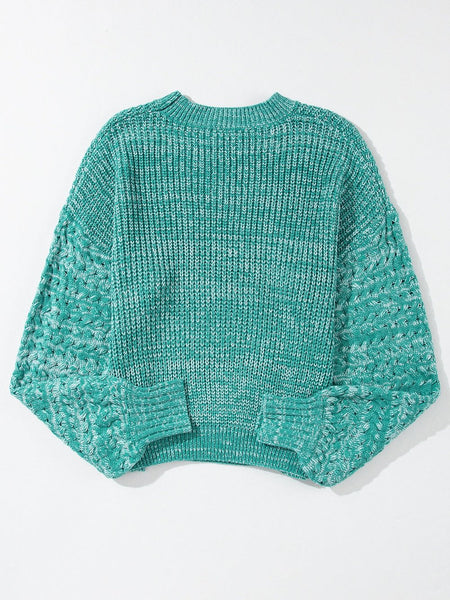 Green Cable Knit Cropped Sweater