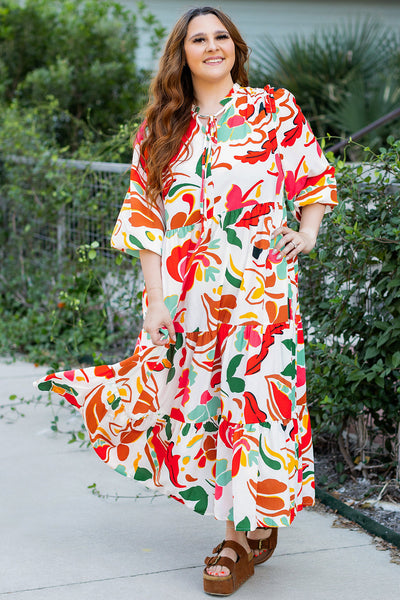 Elegant Plus Size Floral Maxi Dress for Women - Vibrant Summer Style, Comfortable Fit for Casual Events and Gatherings