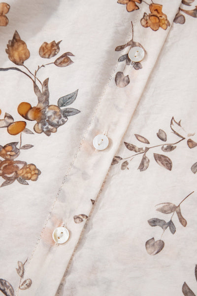 Women's Floral Viscose Blend Button-Down Blouse in Apricot