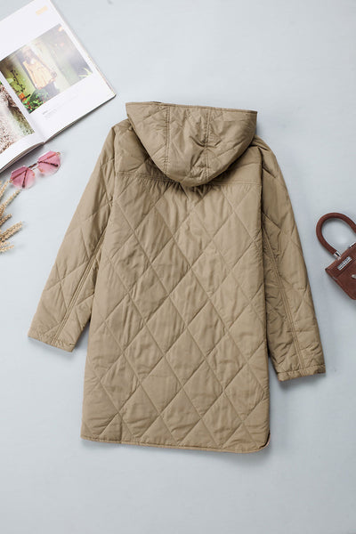 Women's Lightweight Hooded Quilted Coat in Sand Beige