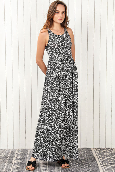 Women's Round Neck Sleeveless Polka Dot Print Dress