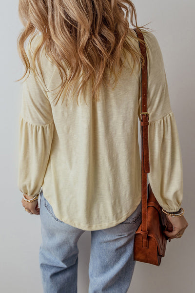 Women's Stylish Apricot Floral Embroidered V-Neck Blouse - Comfortable Fit for Effortless Spring Fashion