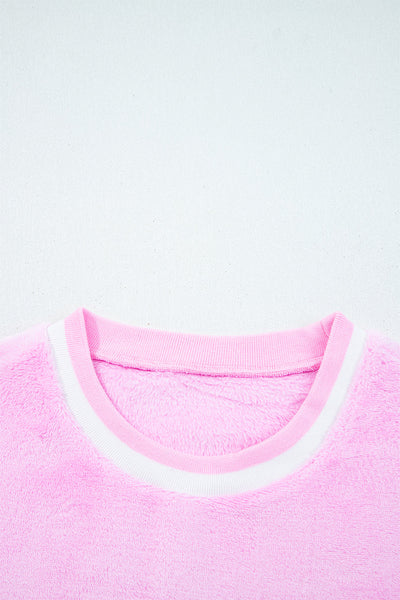 Women's Sachet Pink Chenille MERRY Sequin Graphic Pullover