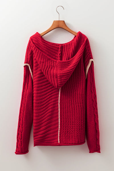 Women's Soft Knit Hooded Sweater - Cozy Casual Fit, Stylish Design for Effortless Fall and Winter Looks