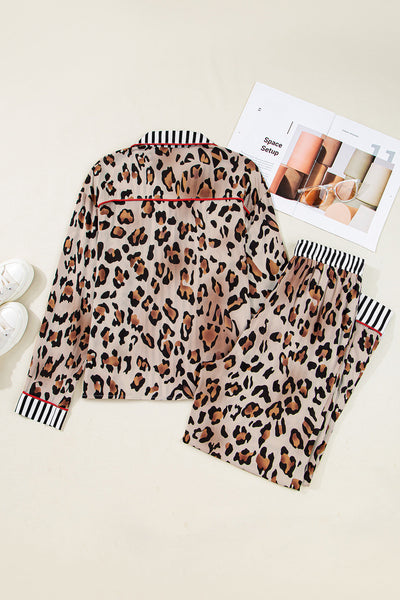 women's cozy leopard print pajama set - soft sleepwear with relaxed fit for ultimate comfort and style with practical styling and dependable