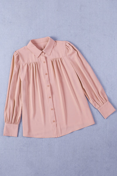Women's Solid Long-sleeved Lapel Shirt in Blouses & Shirts