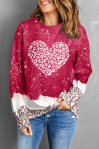 Plus Size Christmas Casual Sweatshirt, Women's Plus Snowflake & Antler Print Long Sleeve Round Neck Medium Stretch Pullover Top