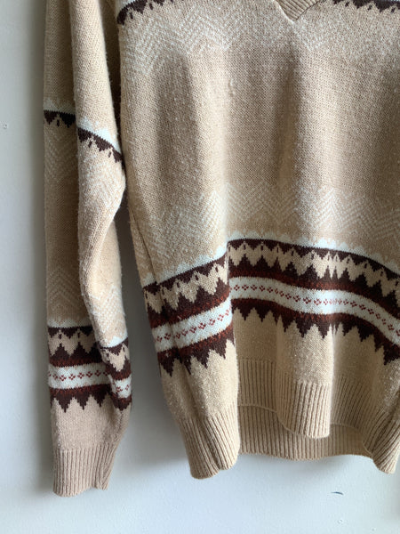 Vintage Pine State V-Neck Knit Sweater