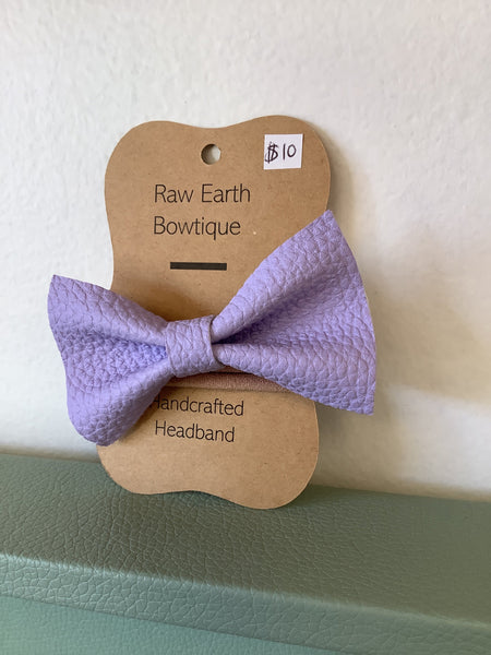 Raw Earth Bowtique Purple Leather Head Band